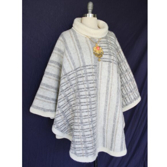 ICEWARE Vintage wool ponco cape jacket shawl aztec Fair Isles Icelandic Nordic - Picture 7 of 10